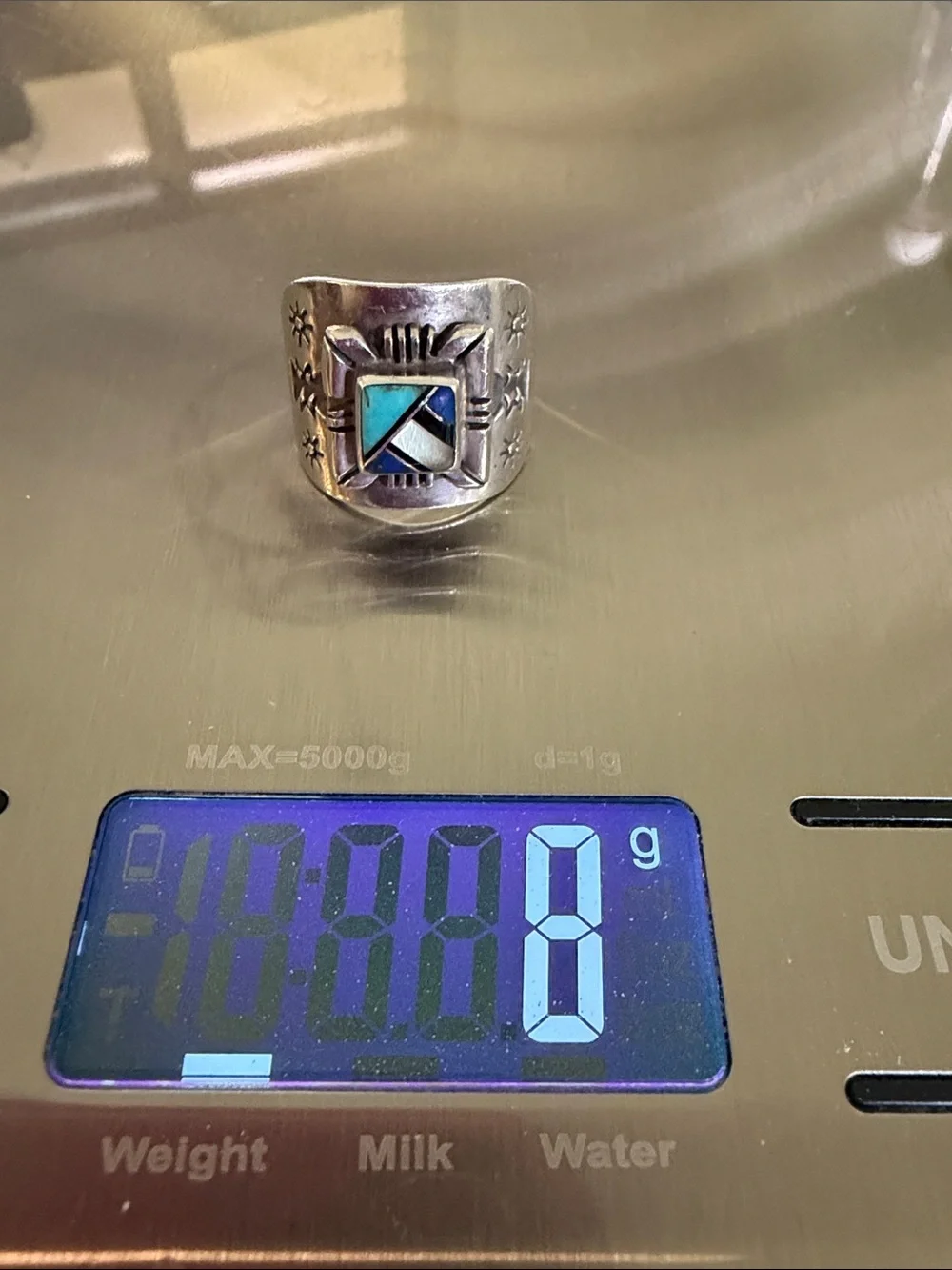 Quoc Turquoise Sterling Silver Turquoise, Mother of Pearl and Lapis Ring